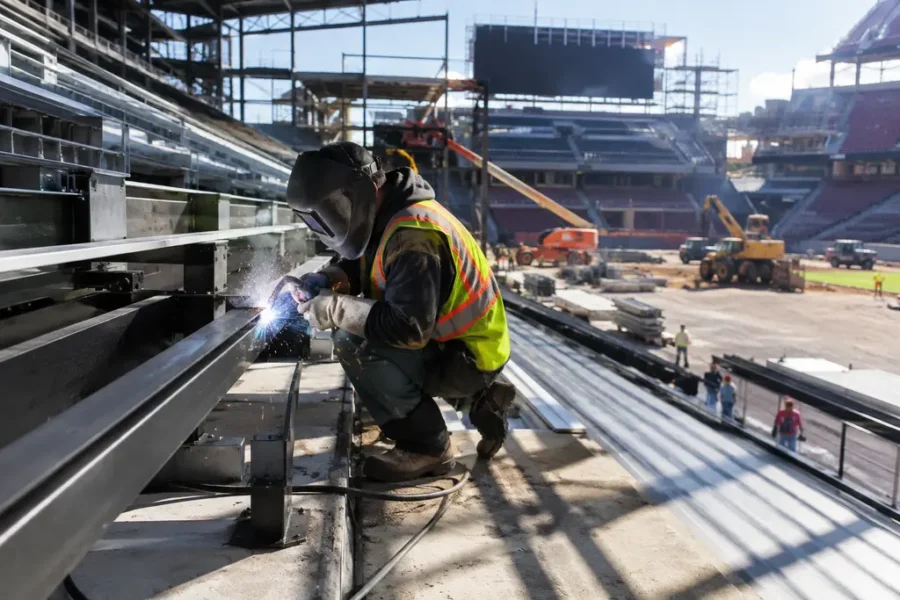 Audi Field Renovations concept with stadium seating and nearby apartments in D.C.