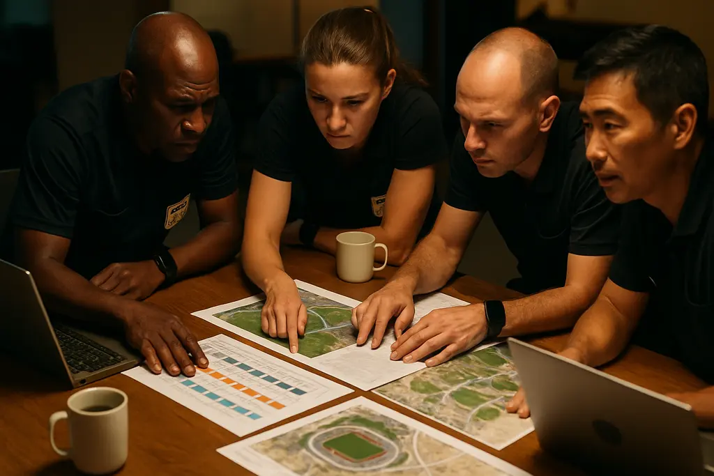 U.S. Soccer tournaments planning board with match dates and youth soccer notes