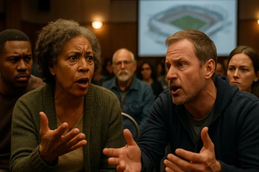 White Sox Stadium Proposal discussion near a Chicago neighborhood ballpark and rail corridor